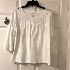 St. John's Bay Cream White Smocked Blouse